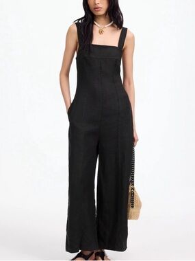 NWT Madewell Squareneck Wide-Leg Sleeveless Coastal Linen Jumpsuit - Size 4